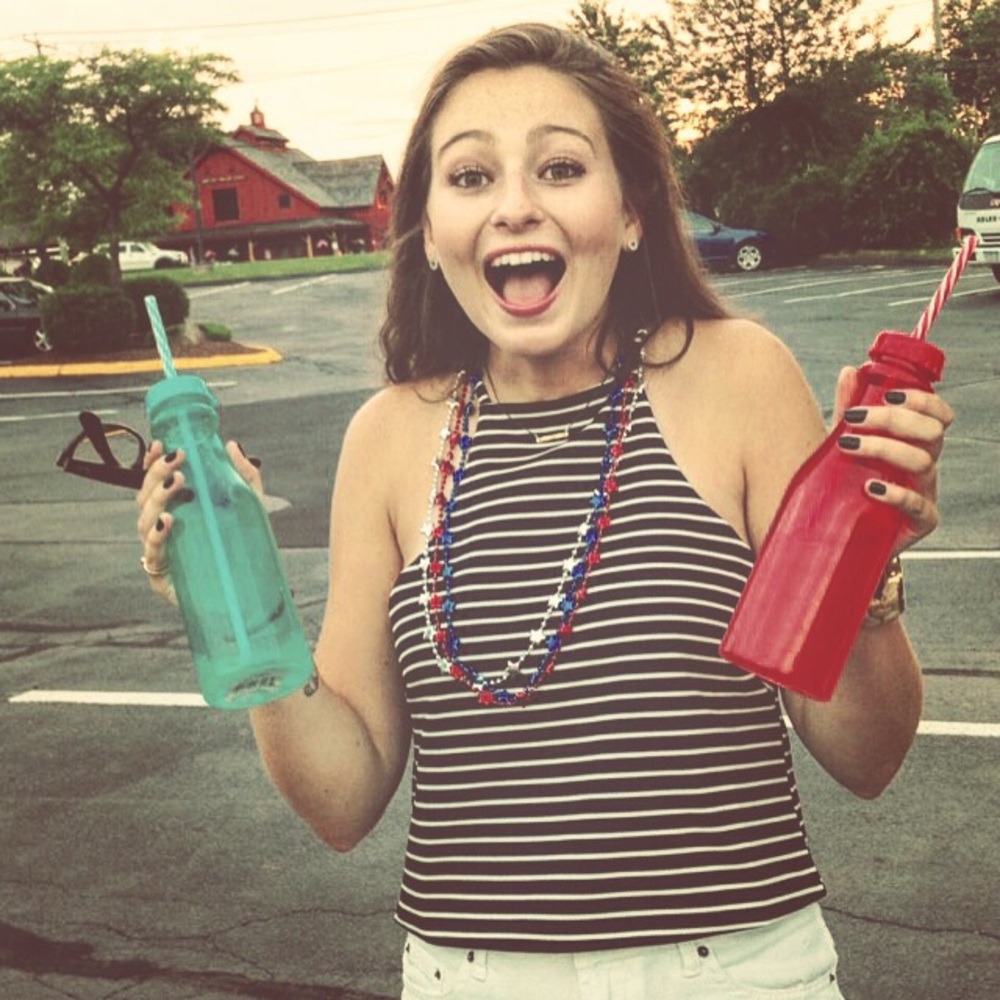 navy blue tank with white stripes - Picture 3 of 3